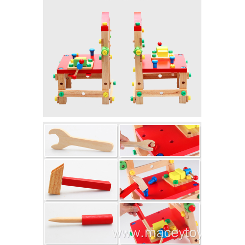 Wooden 100 stool screw nut aircraft puzzle toy